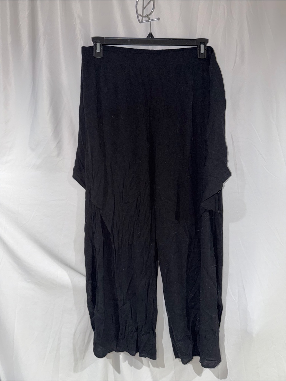 Kona Sol Pants Wide Leg Flowy Tie Elastic Waist Swim Cover Up Bottoms XL Black